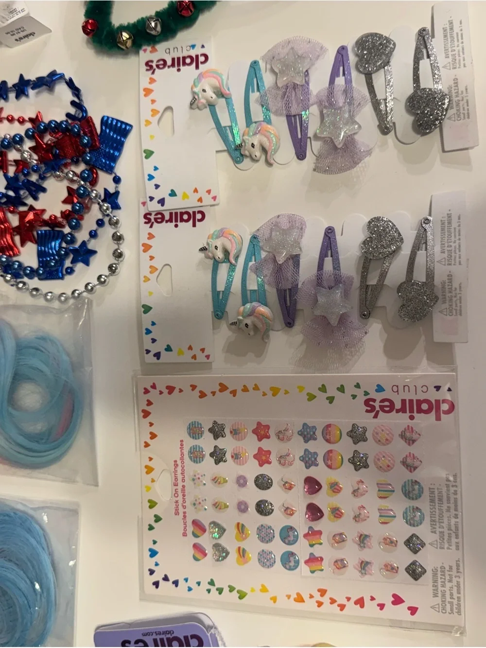 Claire's Kids Multicolor Hair and Makeup Lot- Rainbow Headbands & Clips